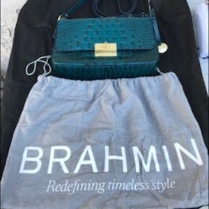 Brahmin green leather bag